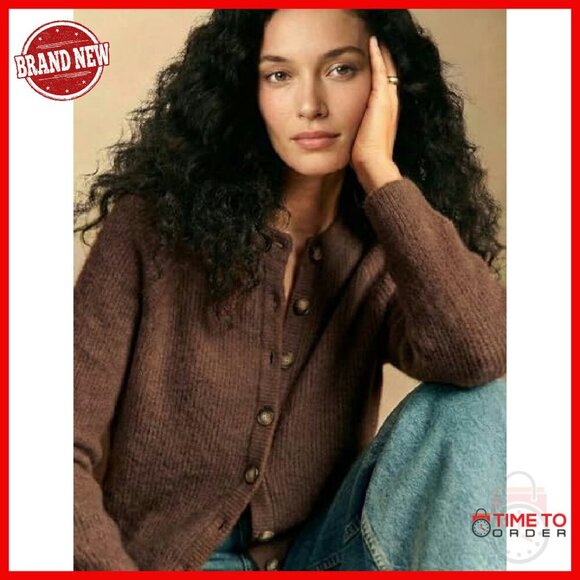 Chunky Knit Cardigan Sweater Button Down Loose Fit Casual Crewneck - Picture 3 of 8